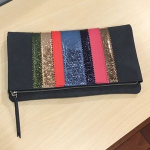 Navy/metallic Stella & Dot suede clutch (new)